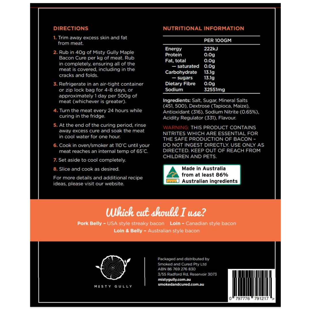 Misty Gully Maple Bacon Cure 1kg image 1